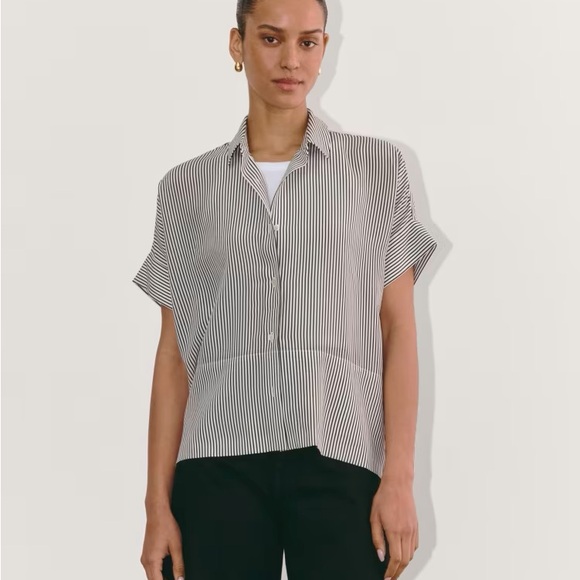 Everlane Boxy Short-Sleeve Silk Shirt - Picture 2 of 9